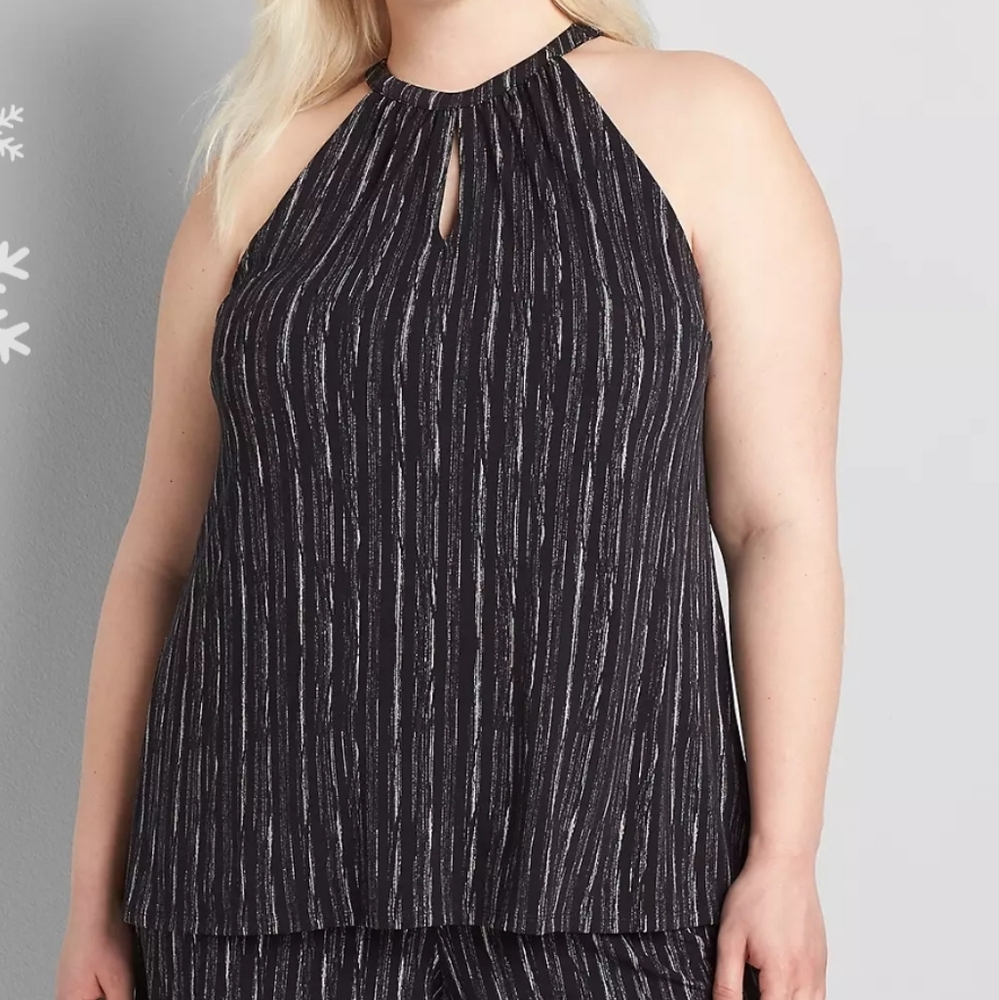 Lane Bryant Sleeveless Halter Mock-Neck Top